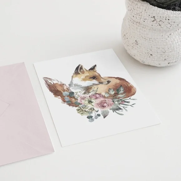 Watercolor Red Fox Wall Art Print Poster Illustration Unframed - Picture 9 of 17